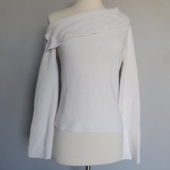 Theory Prosecco One-shoulder Ribbed Fold over Sweater - Picture 6 of 16